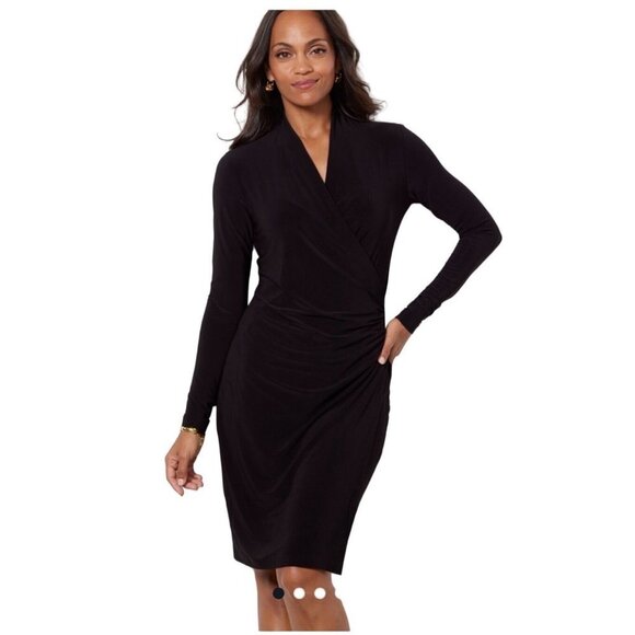 Norma Kamali Dresses & Skirts - Norma Kamali NWT Black Sz 12 Drape Wrap Long Sleeve Ruched Mini Dress